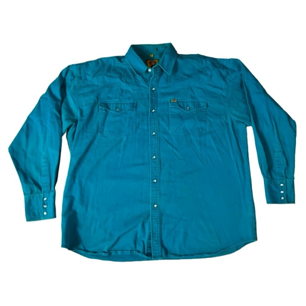 BRUSHPOPPER WRANGLER VINTAGE Blue Rodeo Cowboy 90s 80s Retro Shirt Top Men’s XL